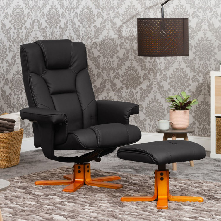 Global Furniture Direct Faux Leather Manual Swivel Recliner with Ottoman Wayfair.co.uk